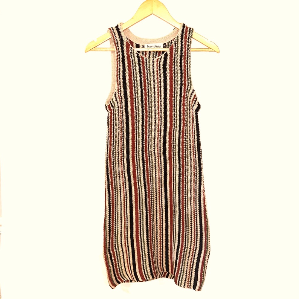 Be Original Size Small Striped Sweater Dress Sleeveless Knee Length Stretchy